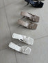 Women Square Open Toe Slid On Heel